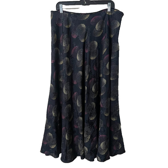 Vintage Jones New York Maxi Skirt 16 100% Silk Wearable Art Retro Geometric - Picture 1 of 7